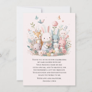Cute Baby Shower Pastel Whimsy Animals  Thank You Card