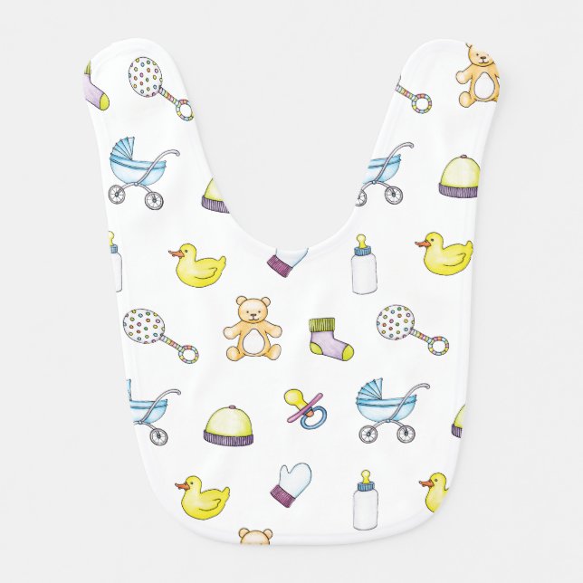 Cute baby shower pattern bib (Front)