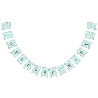 Cute baby shower pattern bunting flags