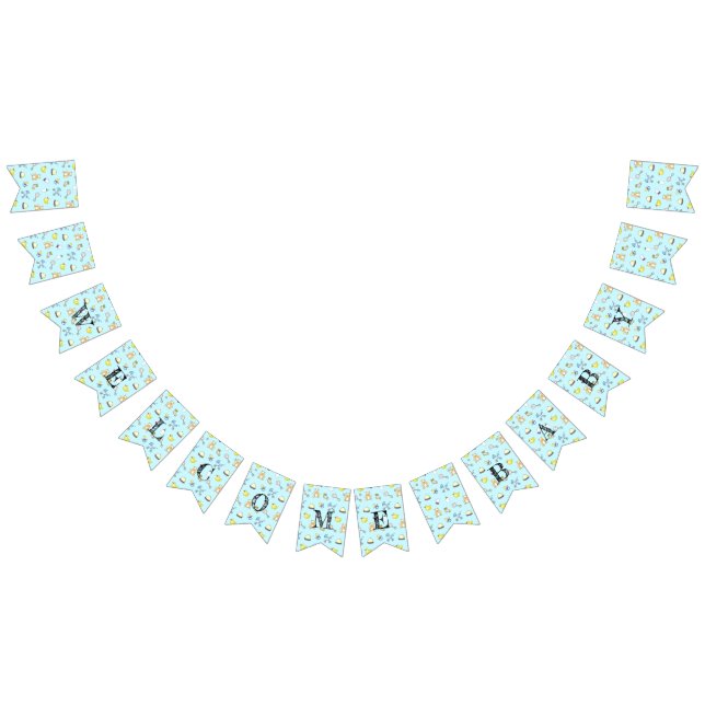 Cute baby shower pattern bunting flags (All)