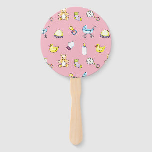 Cute baby shower pattern hand fan
