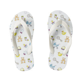 Cute baby shower pattern kid's flip flops