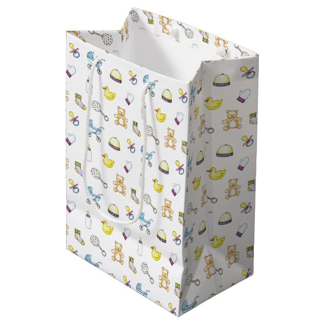 Cute baby shower pattern medium gift bag (Front Angled)