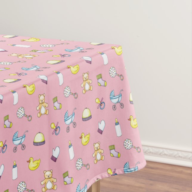 Cute baby shower pattern tablecloth (In Situ)