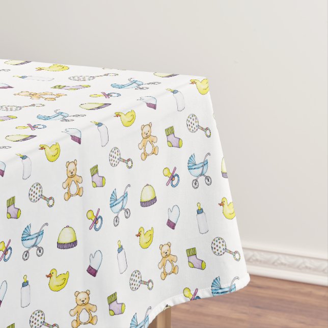 Cute baby shower pattern tablecloth (In Situ)