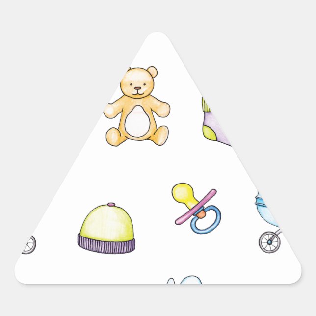 Cute baby shower pattern triangle sticker (Front)