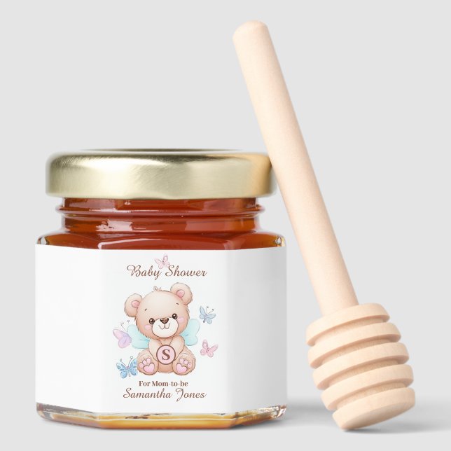 Cute Baby Shower Personalized Honey Jar Favors (Front)