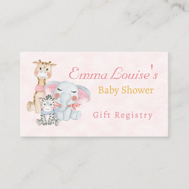 Cute Baby Shower Safari Animals Gift Registry Enclosure Card (Front)