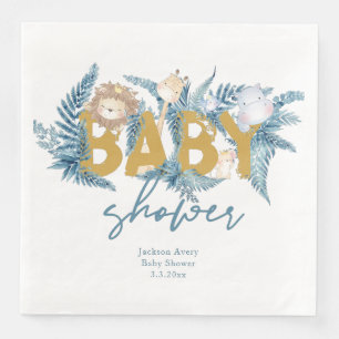 Cute Baby Shower Safari Animals Paper Dinner Napkins