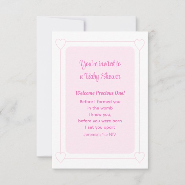 Cute Baby Shower Soft Pink Christian Simple Invitation (Front)