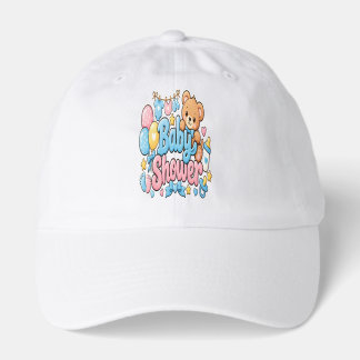 Cute Baby Shower Sticker Design with Teddy Bear Hat