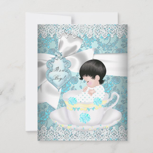 Cute Baby Shower Teal Boy or Girl Invitation (Front)