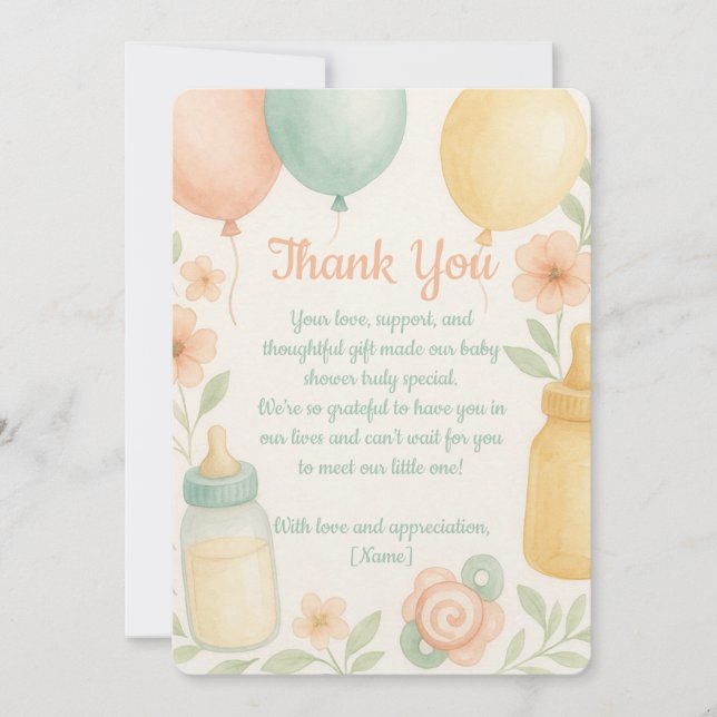 Cute Baby Shower Thank You Card  (Front)