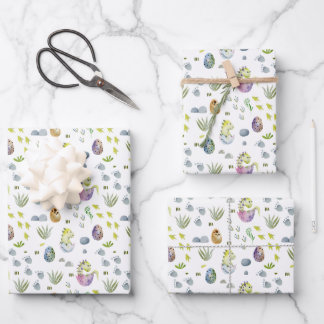 cute baby shower tiled boys dinosaur party wrapping paper sheets