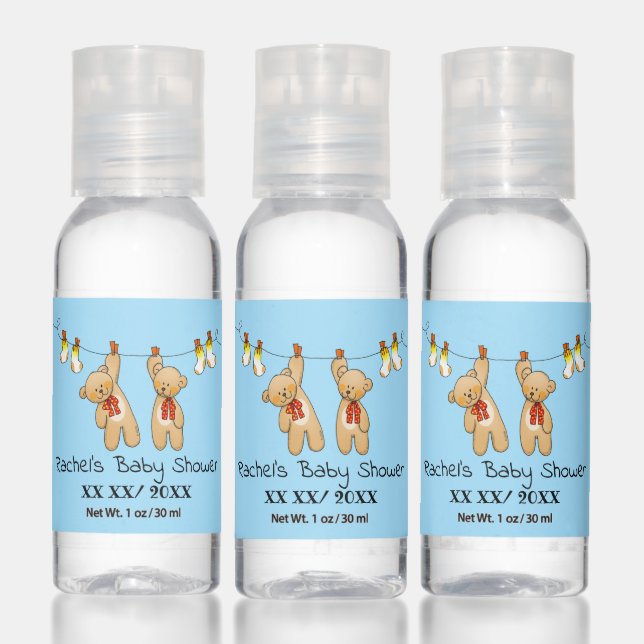 cute baby shower (twins) hand sanitizer (Set)