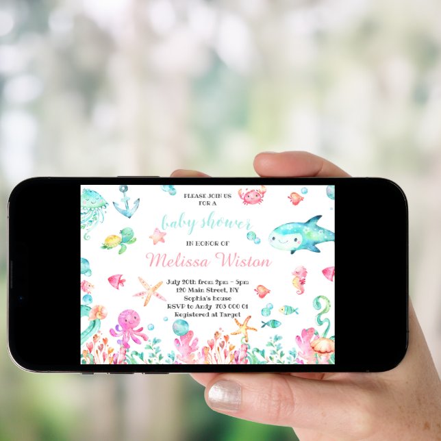 Cute Baby Shower Under the Sea Summer Invitation (Front Digital)