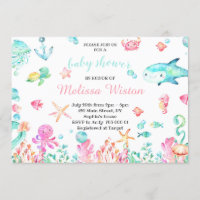 Cute Baby Shower Under the Sea Summer Invitation