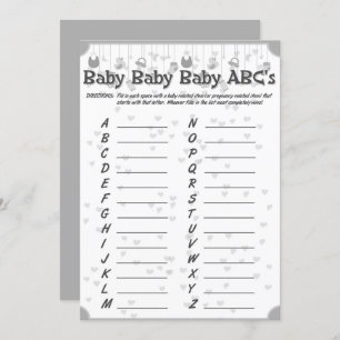 cute baby shower unisex abc game invitation