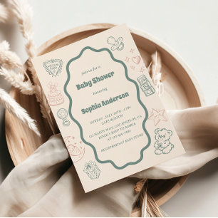 Cute Baby Shower with – Classic & Fun Design Invitation