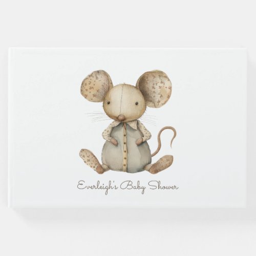 Cute Baby Shower Woodland Mouse Stuffed Guest Book