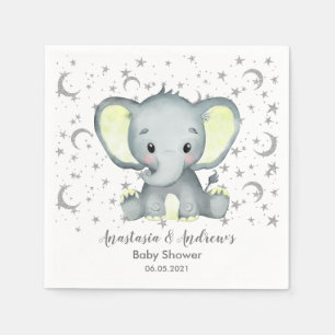 Cute Baby Shower Yellow Elephant Napkins