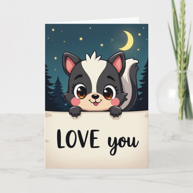 Cute Baby Skunk Love You Card (Front)