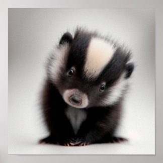 Cute Baby Skunk Portrait |  Square 1:1 Poster