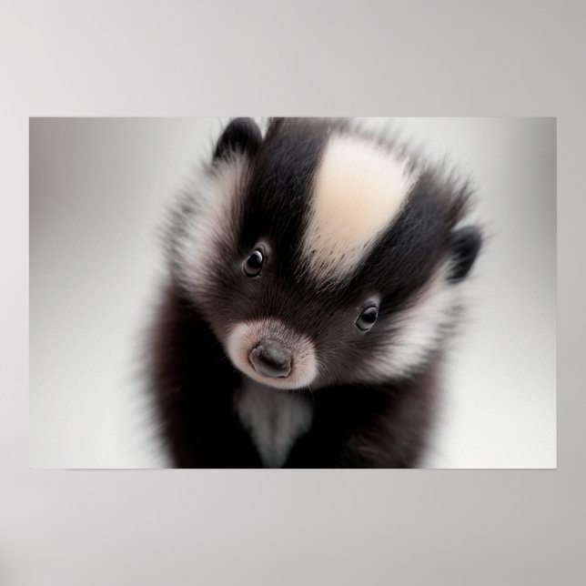 Cute Baby Skunk Portrait |  Square 1:1 Poster (Front)
