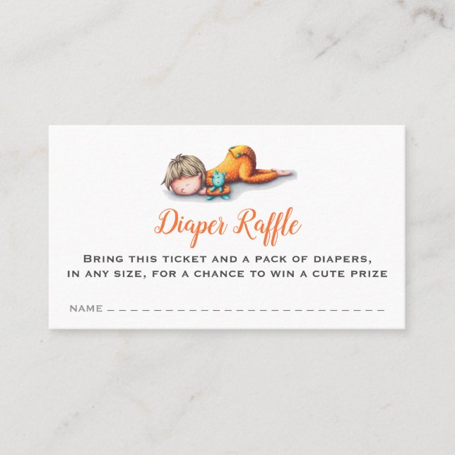 Cute Baby Sleeping Neutral Diaper Raffle Card (Front)