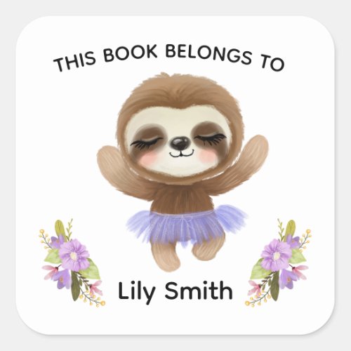 Cute Baby Sloth and Kids Name baby book label