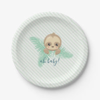 Cute Baby Sloth Baby Shower Party Paper Plates