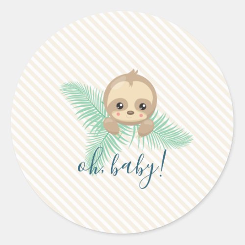Cute Baby Sloth Baby Shower Party Stickers