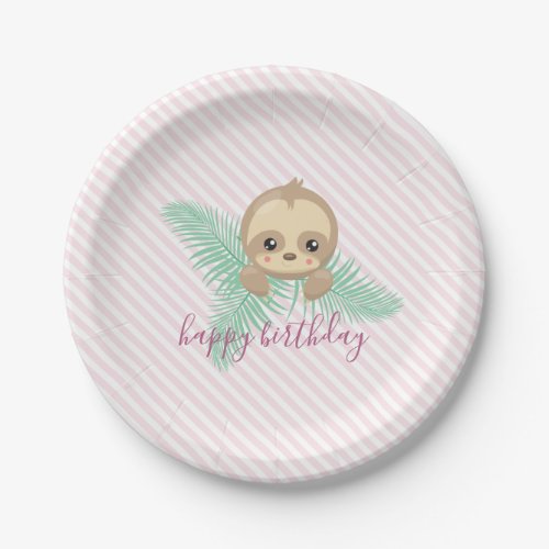 Cute Baby Sloth Birthday Party Paper Plates