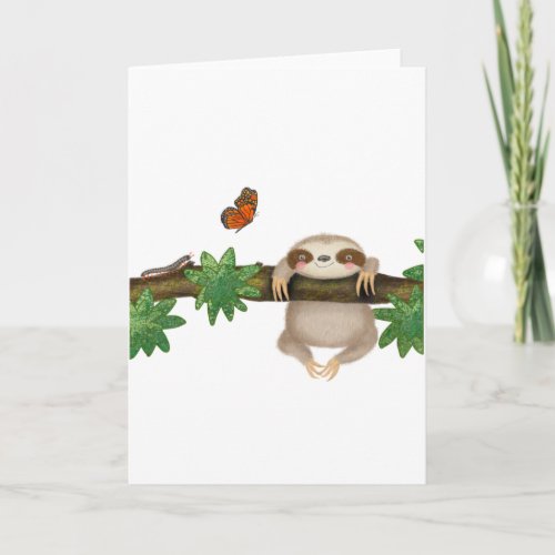 Cute baby sloth blank card