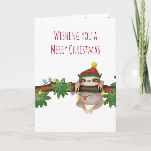 Cute baby sloth Christmas card