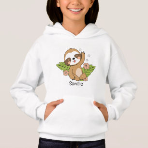 Cute Baby Sloth Custom Name Hoodie