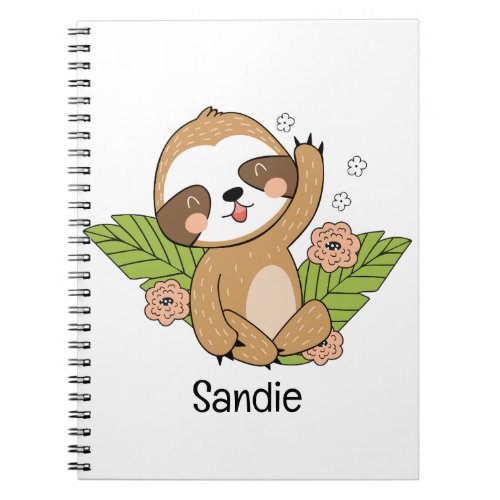 Cute Baby Sloth Custom Name         Notebook