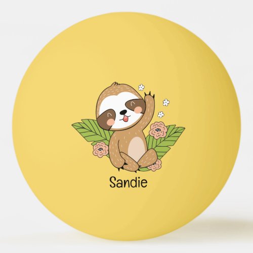 Cute Baby Sloth Custom Name        Ping Pong Ball
