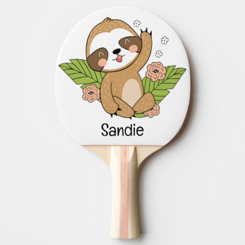 Cute Baby Sloth Custom Name       Ping Pong Paddle