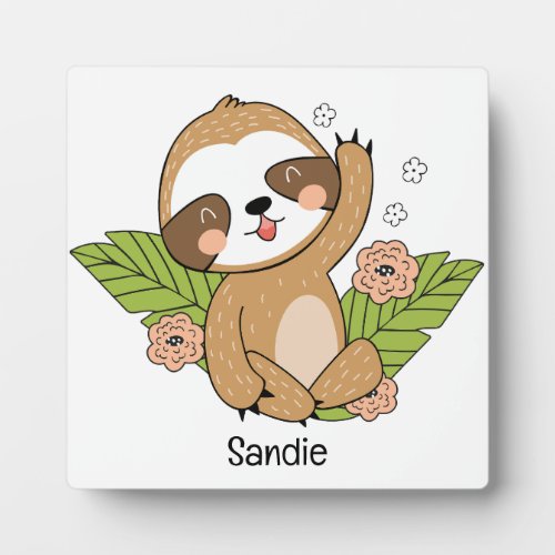 Cute Baby Sloth Custom Name      Plaque