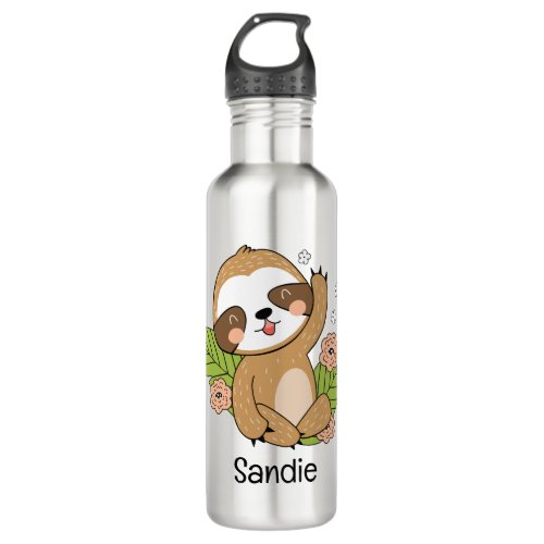 Cute Baby Sloth Custom Name       Stainless Steel Water Bottle