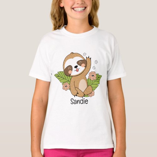 Cute Baby Sloth Custom Name         T_Shirt