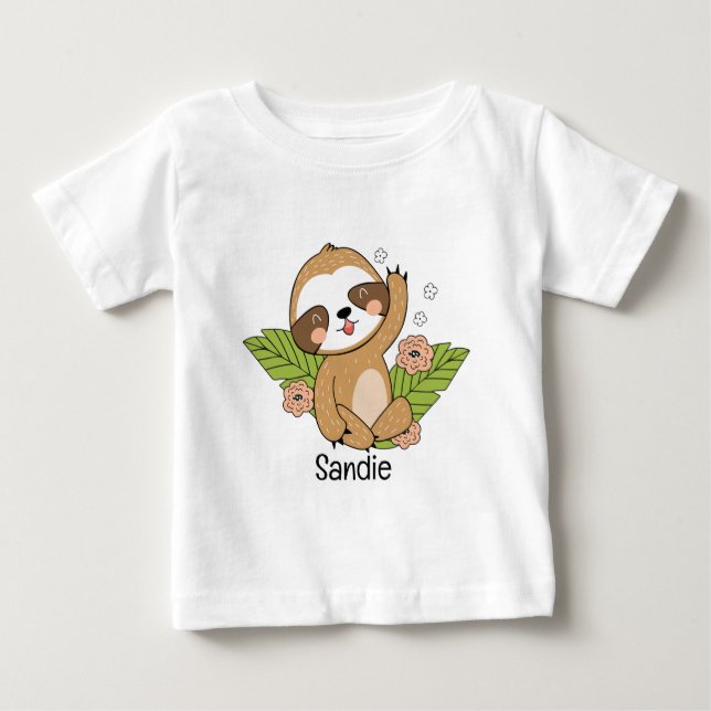 Cute Baby Sloth Custom Name       T-Shirt (Front)