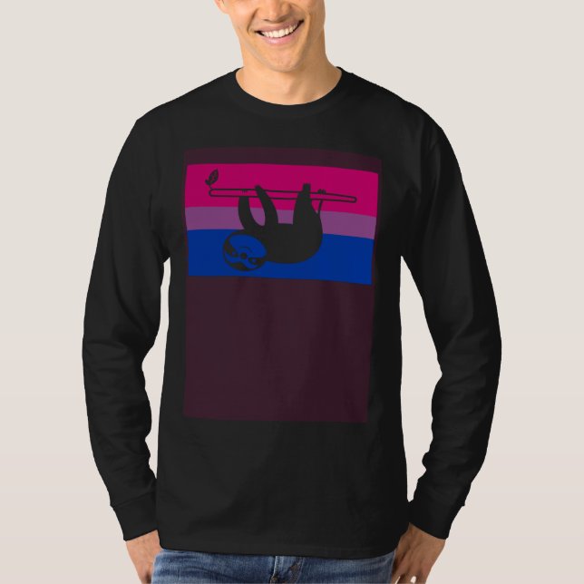 Cute Baby Sloth  Gay Bisexual Pride Flag LGBTQ T-Shirt (Front)