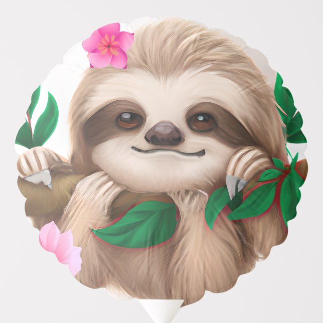 Cute Baby Sloth Hanging in a Tree  Balloon (Front)