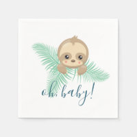 Cute Baby Sloth Oh Baby Baby Shower Paper Napkins