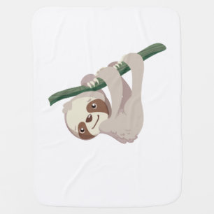 Cute Baby Sloth on a Branch Blanket