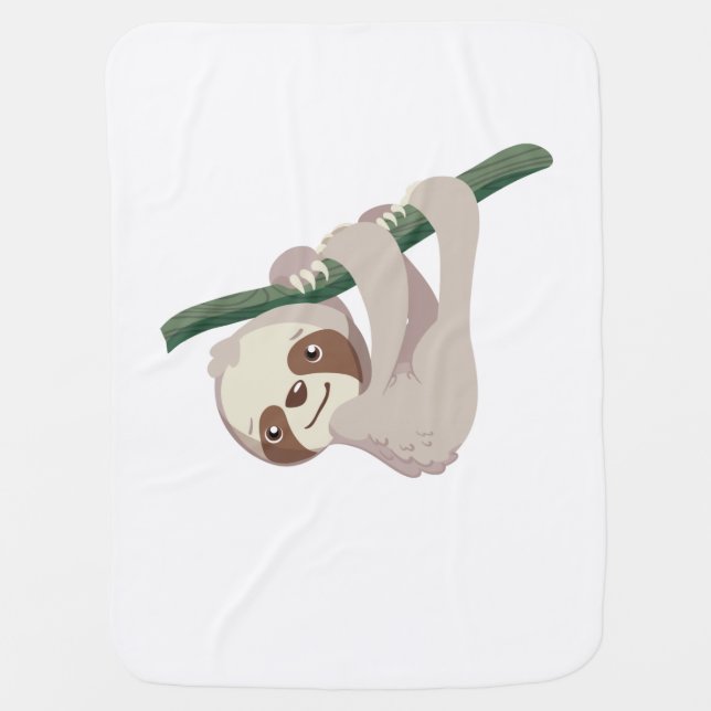 Cute Baby Sloth on a Branch Blanket (Front)