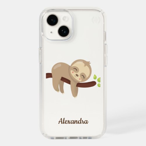 Cute Baby Sloth on Tree Animal Illustration Speck iPhone 14 Case