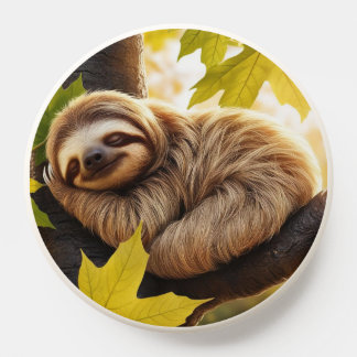 Cute Baby Sloth Sleeping in Fall PopSocket